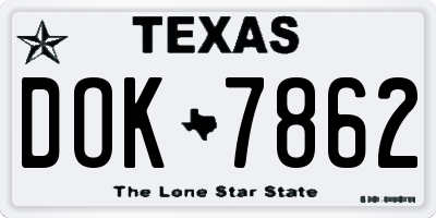 TX license plate DOK7862
