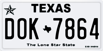 TX license plate DOK7864