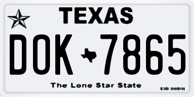 TX license plate DOK7865