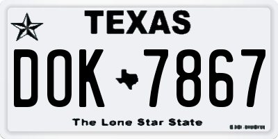 TX license plate DOK7867