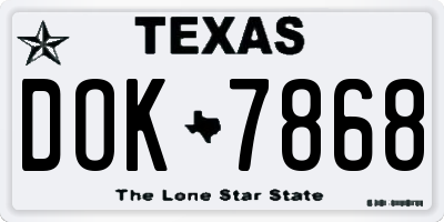TX license plate DOK7868