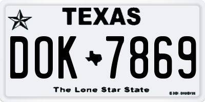 TX license plate DOK7869
