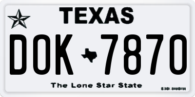 TX license plate DOK7870