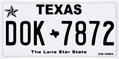 TX license plate DOK7872