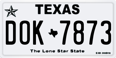 TX license plate DOK7873