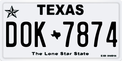 TX license plate DOK7874