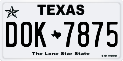 TX license plate DOK7875