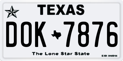 TX license plate DOK7876