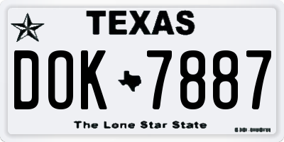 TX license plate DOK7887