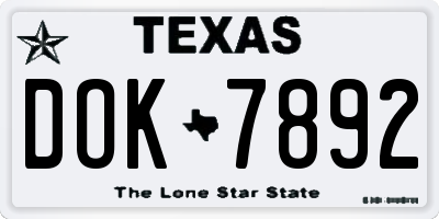 TX license plate DOK7892