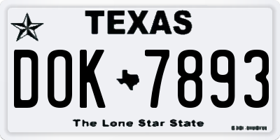 TX license plate DOK7893