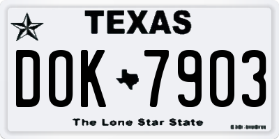 TX license plate DOK7903