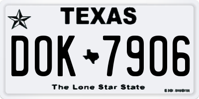 TX license plate DOK7906