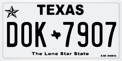 TX license plate DOK7907
