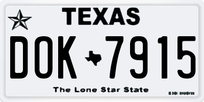 TX license plate DOK7915