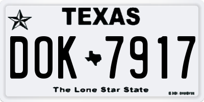 TX license plate DOK7917