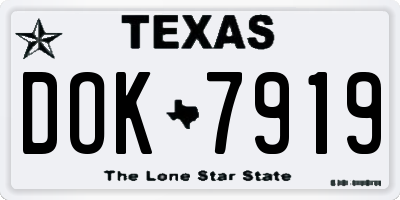 TX license plate DOK7919