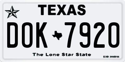 TX license plate DOK7920