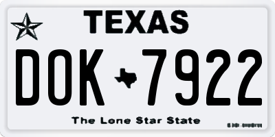 TX license plate DOK7922