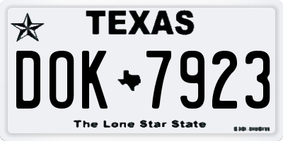 TX license plate DOK7923