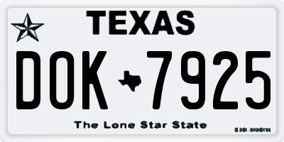 TX license plate DOK7925
