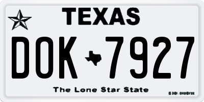 TX license plate DOK7927