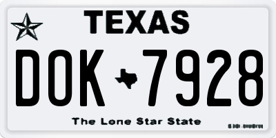 TX license plate DOK7928