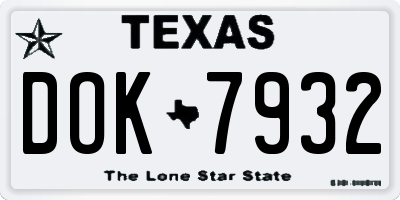 TX license plate DOK7932