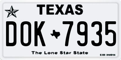 TX license plate DOK7935