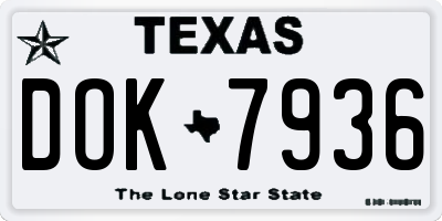TX license plate DOK7936