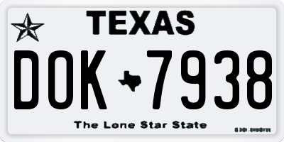 TX license plate DOK7938