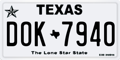 TX license plate DOK7940