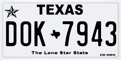 TX license plate DOK7943