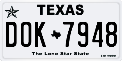 TX license plate DOK7948