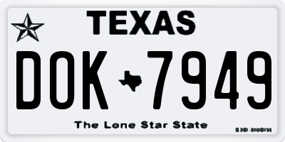 TX license plate DOK7949