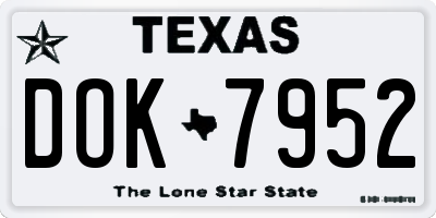 TX license plate DOK7952