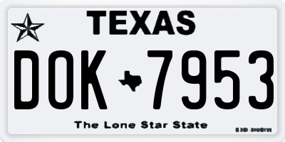 TX license plate DOK7953