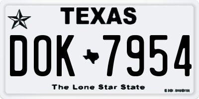 TX license plate DOK7954