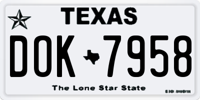 TX license plate DOK7958
