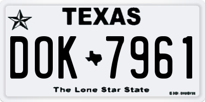 TX license plate DOK7961