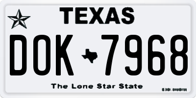 TX license plate DOK7968