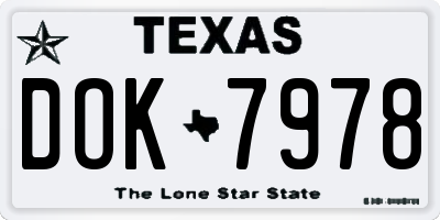 TX license plate DOK7978