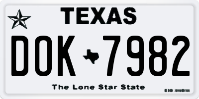 TX license plate DOK7982