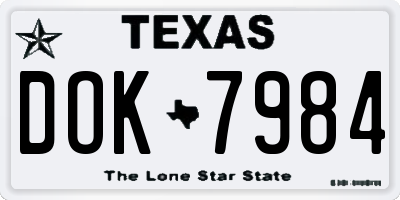 TX license plate DOK7984