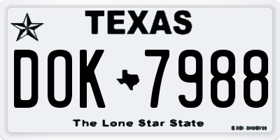 TX license plate DOK7988