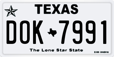 TX license plate DOK7991