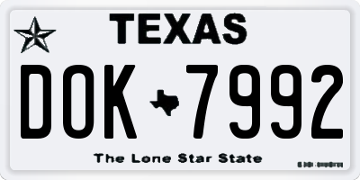 TX license plate DOK7992