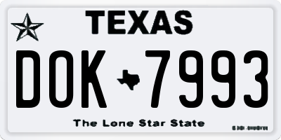 TX license plate DOK7993