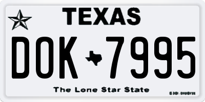 TX license plate DOK7995