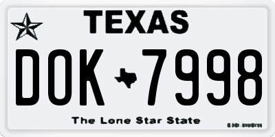 TX license plate DOK7998